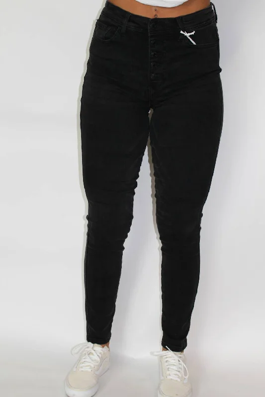 Haylie High Rise Skinny Jeans In Black Chic Ripped Jeans