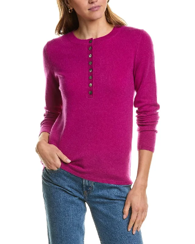 InCashmere Henley Cashmere Sweater Spandex Blend Rayon Blend Denim Blend