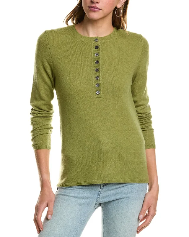 InCashmere Henley Cashmere Sweater Iron Safe Non-Iron Wrinkle Free