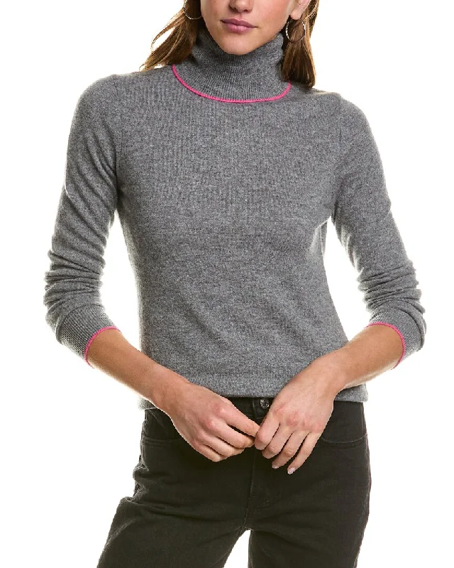 InCashmere Turtleneck Cashmere Sweater Glossy Satin Silk