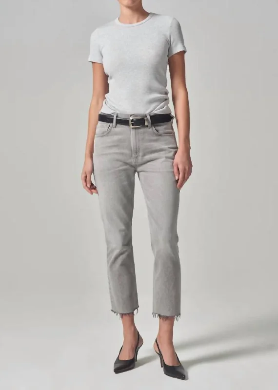 Isola Straight Crop Jean In Quartz Grey Stylish Paperbag Waist Denim