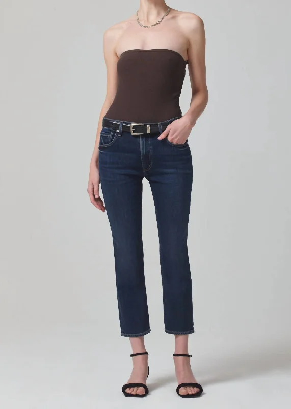 Isola Straight Crop Jeans In Courtland Trendy Pleated Waist Jeans