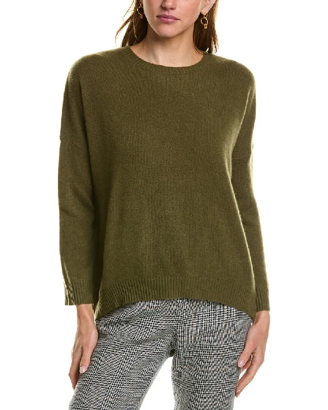 Kier + J Dropped-Shoulder Dolman Cashmere Sweater Turtle Neck Boat Neck Asymmetrical Neck