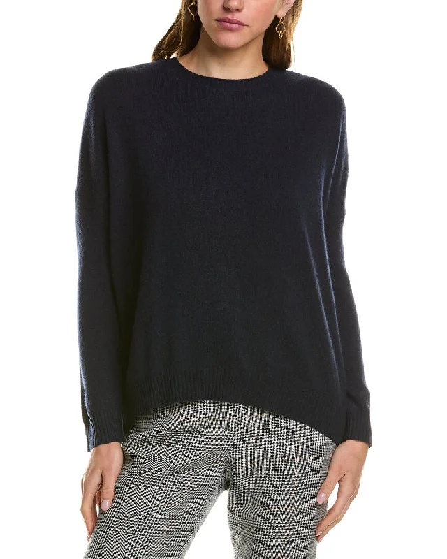 Kier + J Dropped-Shoulder Dolman Cashmere Sweater Glossy Satin Silk