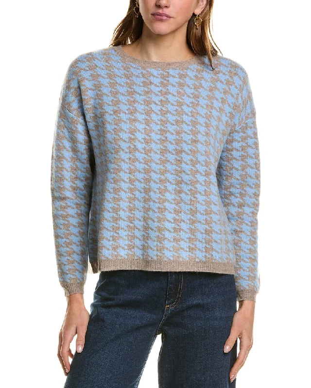 Kier + J Houndstooth Wool & Cashmere-Blend Sweater Terry Blend Velvet Blend Canvas Blend