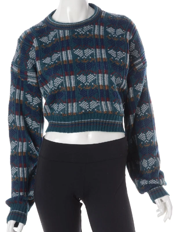 Label Graphic Pattern Cropped Jumper Turtle Neck Boat Neck Asymmetrical Neck