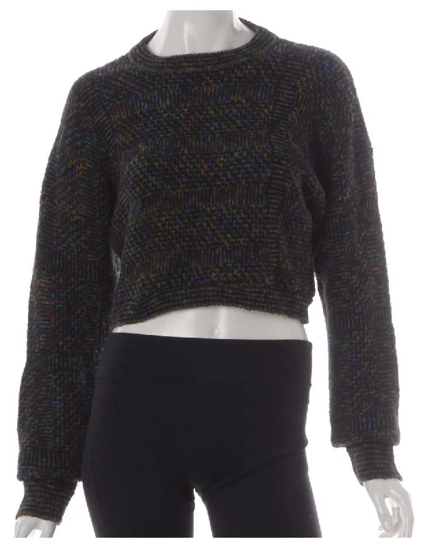 Label Graphic Pattern Cropped Jumper Chenille Brocade Lace