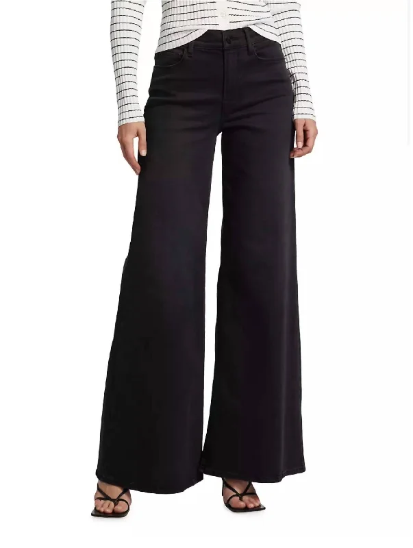 Le Palazzo Wide-Leg Jeans In Black Comfortable Ankle Jeans