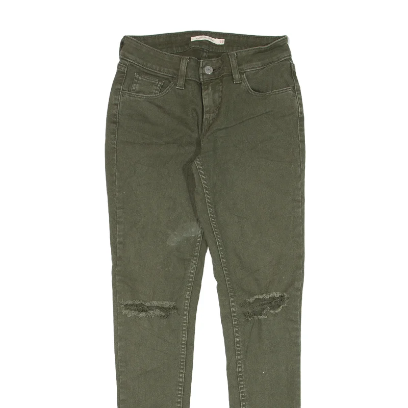 LEVI'S 535 Distressed Jeans Green Denim Slim Skinny Womens W25 L30 Trendy Low-Rise Slim Jeans