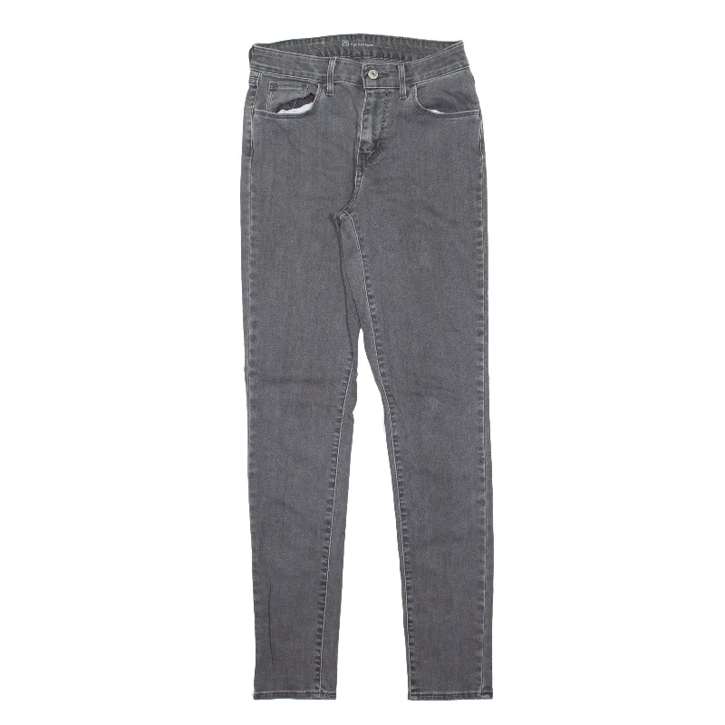 LEVI'S High Rise Jeans Grey Denim Slim Skinny Womens W26 L29 Comfortable Straight-Legged Denim