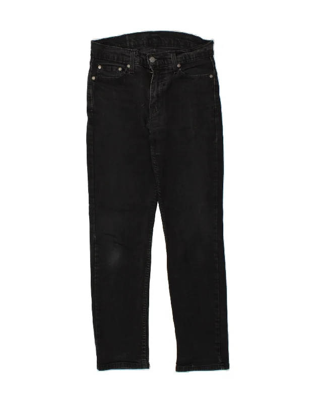 LEVI'S Womens 511 Slim Jeans W30 L29 Black Cotton Fashionable Raw Hemmed Jeans