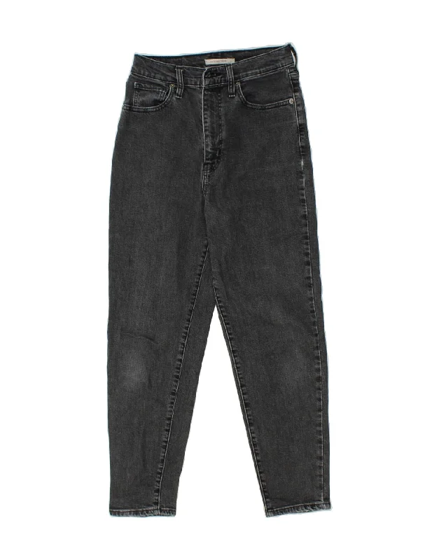 LEVI'S Womens High Waist Tapered Jeans W27 L27  Black Stylish High-Rise Mom Jeans