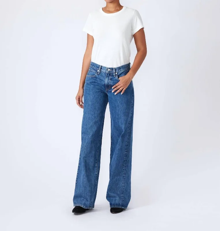 Mica Low Rise Wide Leg Jeans In Blue Classic Black Denim Jeans