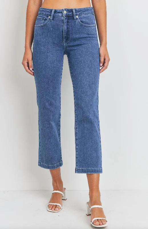 Oakford Relaxed Straight Jean In Medium Denim Trendy Button-Up High-Waist Jeans