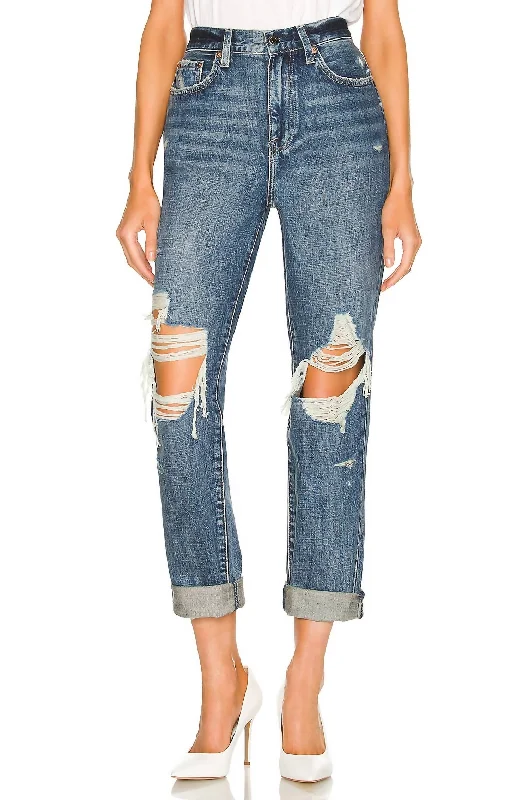 Presley High Rise Relaxed Roller Jean In Eternal Destructed Trendy Low-Rise Bootcut Jeans