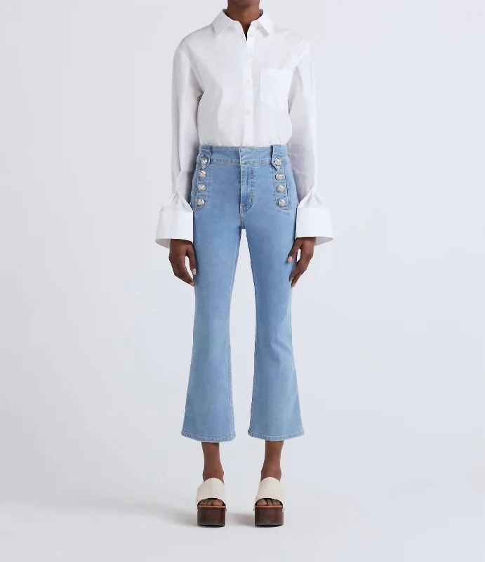 Robertson Crop Flare Jeans In Dover Light Chic Rip-Detail High-Waist Jeans