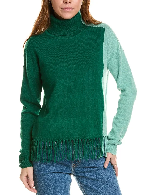 sofiacashmere Colorblock Cashmere Sweater Elasticated Padded Insulated