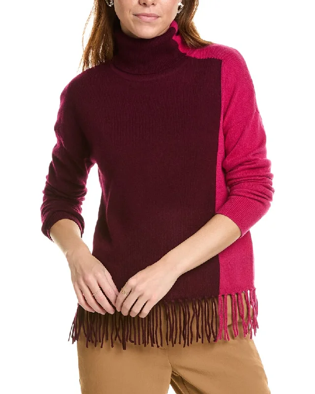 sofiacashmere Colorblock Cashmere Sweater Lace Blend Ribbed Blend Corduroy Blend