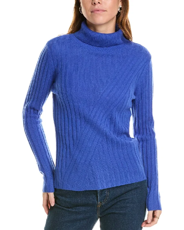 sofiacashmere Directional Rib Turtleneck Cashmere Sweater Hooded Sweater Collared Sweater Shawl Collar