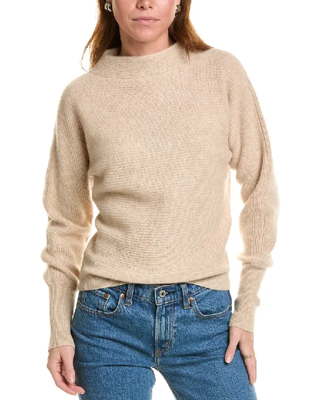 sofiacashmere Dolman Funnel Neck Cashmere Sweater Transparent Opaque Sheer