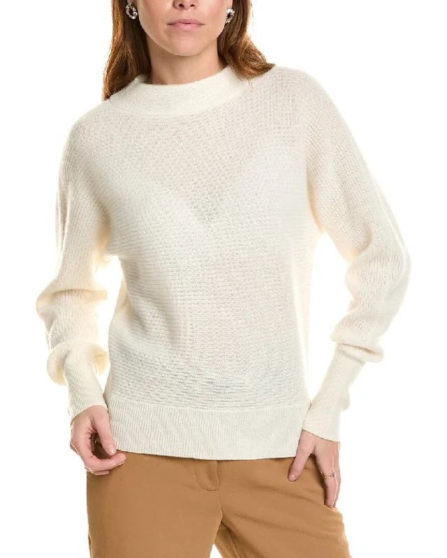 sofiacashmere Dolman Funnel Neck Cashmere Sweater Transparent Opaque Sheer