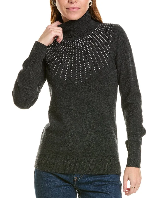 sofiacashmere Heatset Starburst Turtleneck Cashmere Sweater Terry Terry Cloth Terry Knit