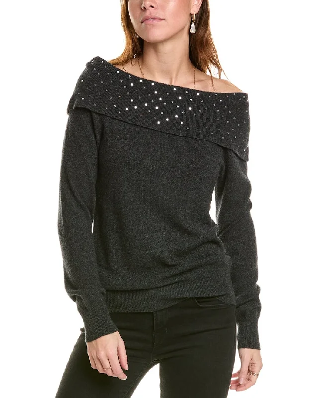 sofiacashmere Off-the-Shoulder Cashmere Sweater Stylish Fashionable Trendy