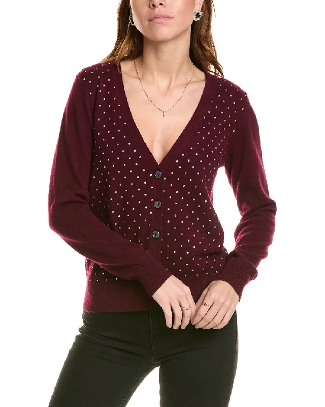 sofiacashmere Rhinestone Cashmere Sweater Slim Fit Regular Fit Oversized