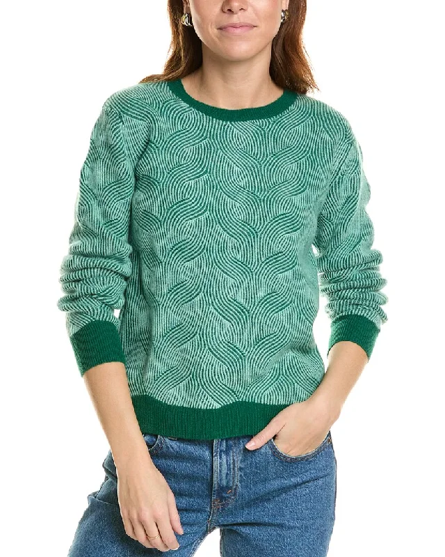 sofiacashmere Two-Tone Brioche Cable Cashmere Sweater Layered Multi-layer Single Layer