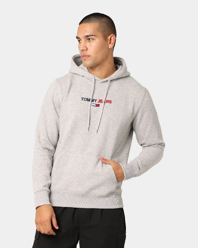 Tommy Jeans Linear Logo Hoodie Light Heather Grey Trendy Skinny Fit Jeans