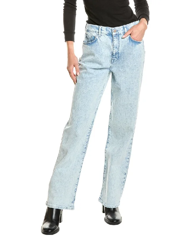 Triarchy Ms. Keaton High-Rise Summer Light Indigo Baggy Jean Fashionable Raw Hemmed Jeans