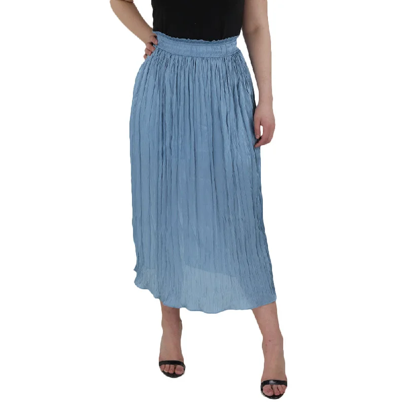 Women's Ribbed Midi Skirt,Petrole leather skirt refined