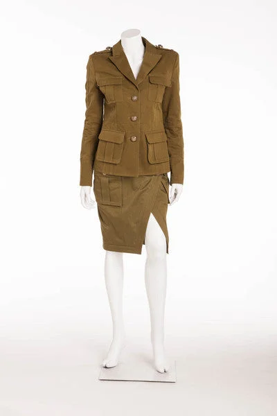 Balmain - Military Green Pencil Skirt - FR 40 silk skirt smooth