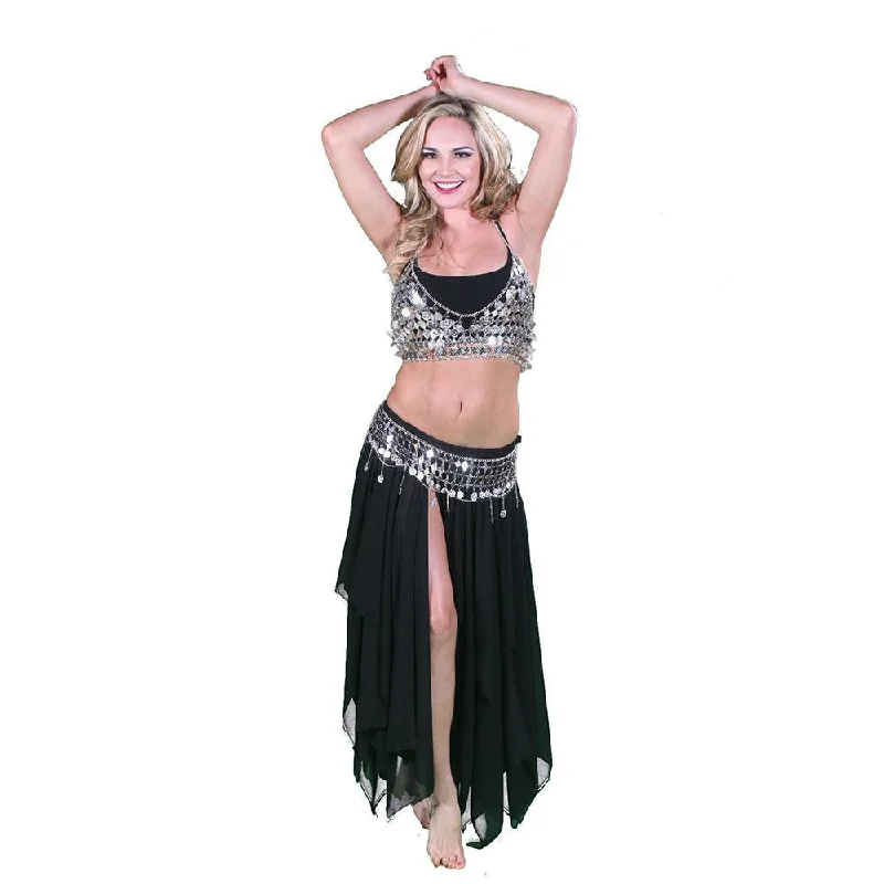 Belly Dance Skirt, Coin Bra, & Coin Belt Costume Set | ONYXRAVE cotton skirt soft