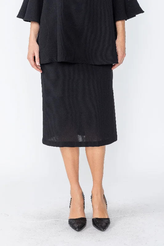 Black Cube Poly Side Slit Skirt velvet skirt rich