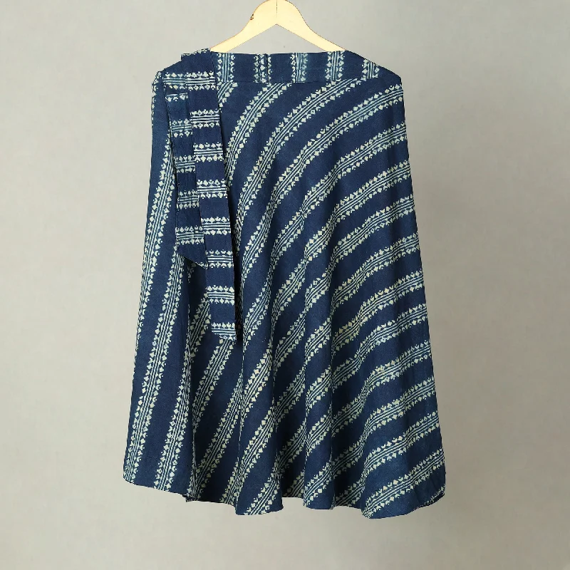 Blue - Block Print Cotton Wrap Around Ajrakh Skirt 06 cashmere skirt rich