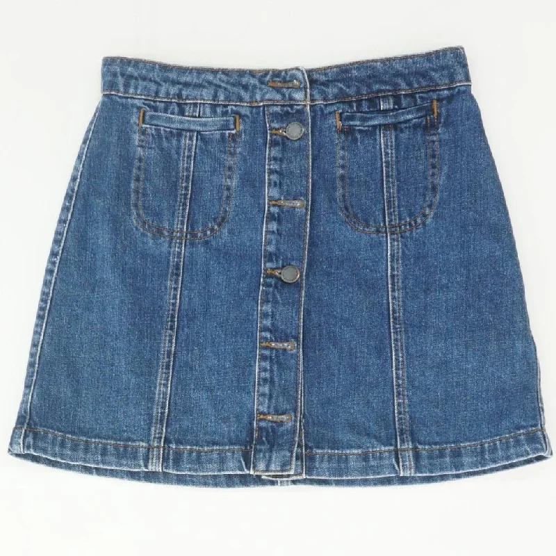 Blue Solid Mini Skirt casual skirt length