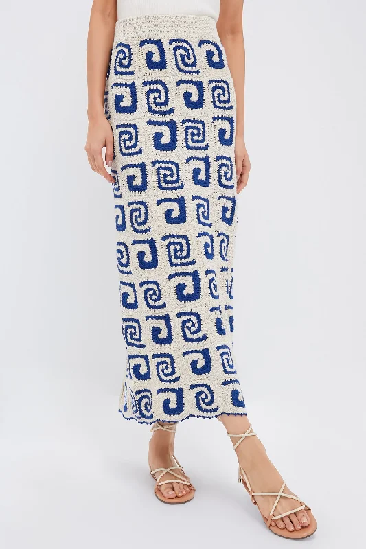 Blue Swirl Crochet Ana Skirt slim fit skirt