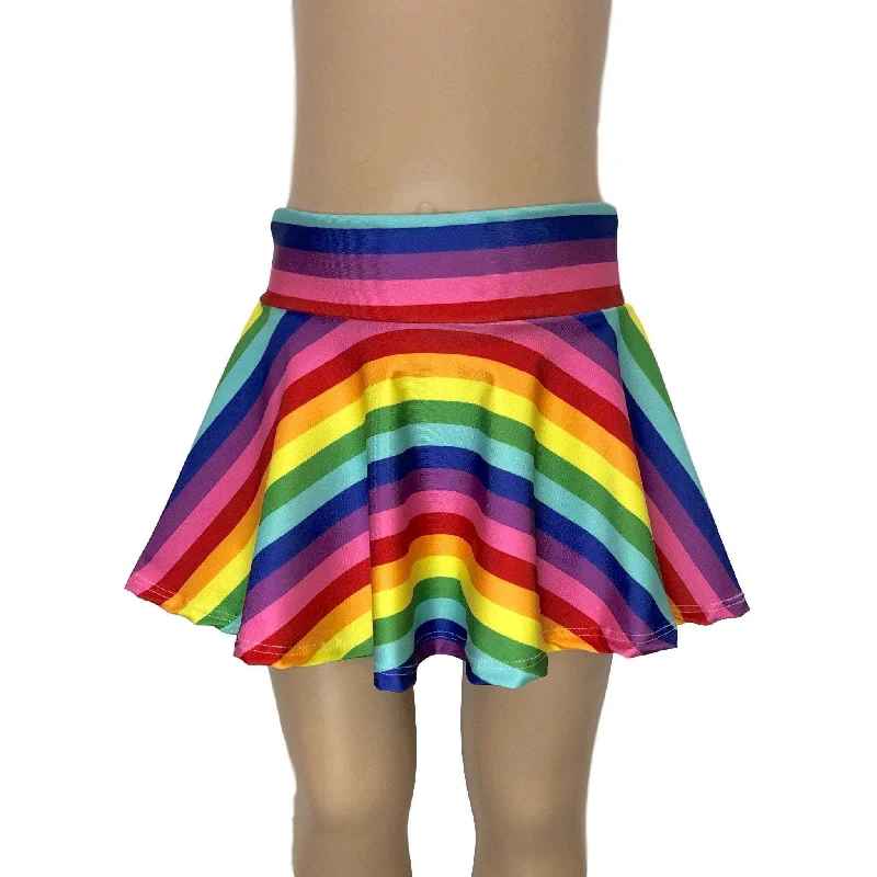 Children's Rainbow Stripe Skater Skirt corduroy skirt durable