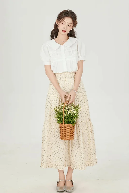 Ditsy Floral Tiered Midi Skirt (3 Colors) leather skirt sleek