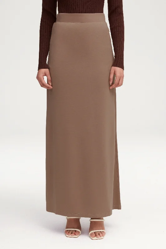 Essential Jersey Maxi Skirt - Taupe leather skirt sleek