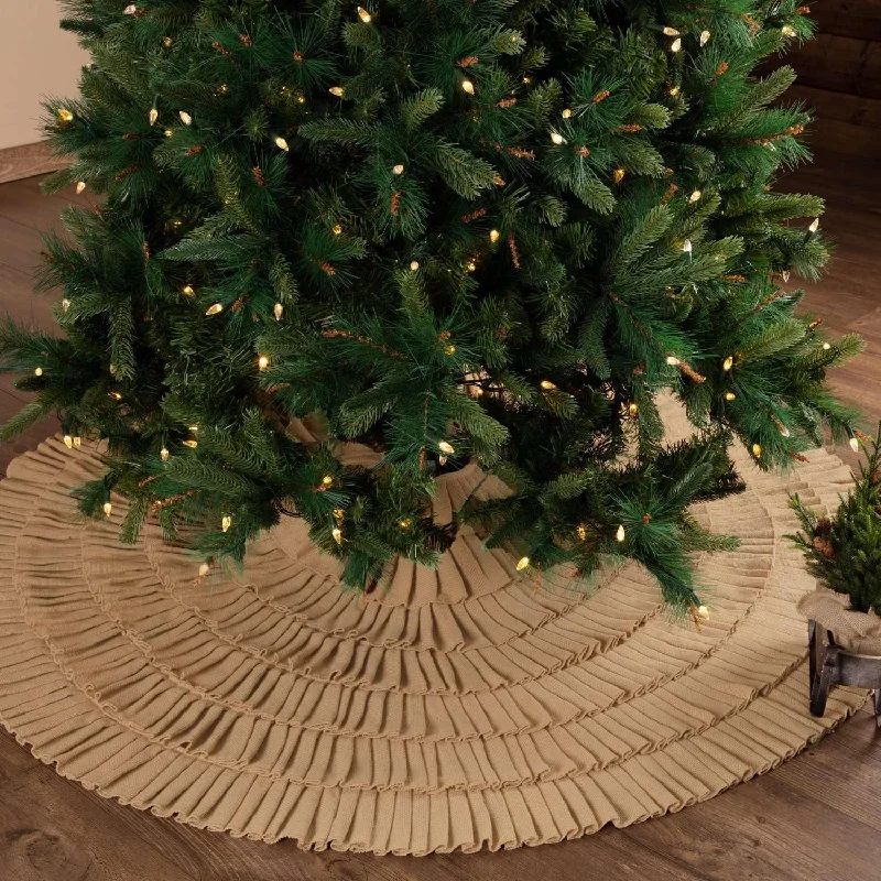 Festive Natural Burlap Ruffled Christmas Tree Skirt 60 VHC Brands corduroy skirt cozy