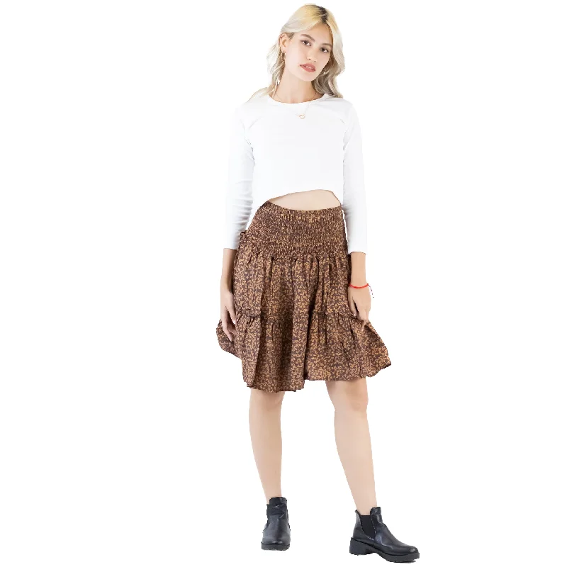 Flower Women's Skirt in Brown SK0090 020204 01 asymmetrical skirt cut