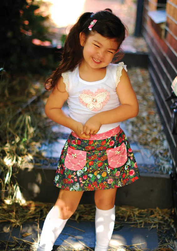 Lovebug | Girls A-line Skirt Sewing Pattern belted skirt waist