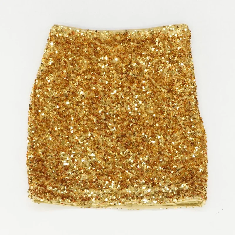 Gold Solid Mini Skirt breathable skirt fabric