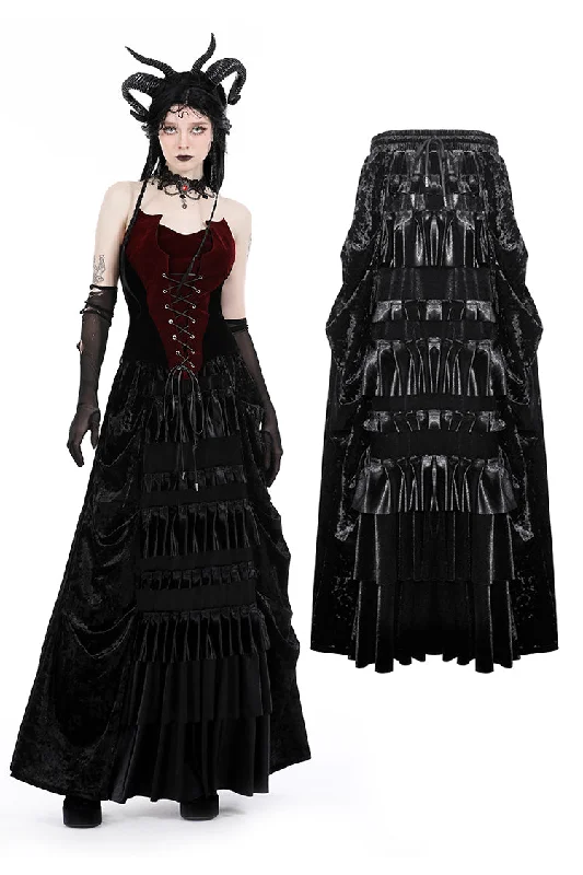 Gothic wave velvet long skirt KW341 chiffon skirt delicate