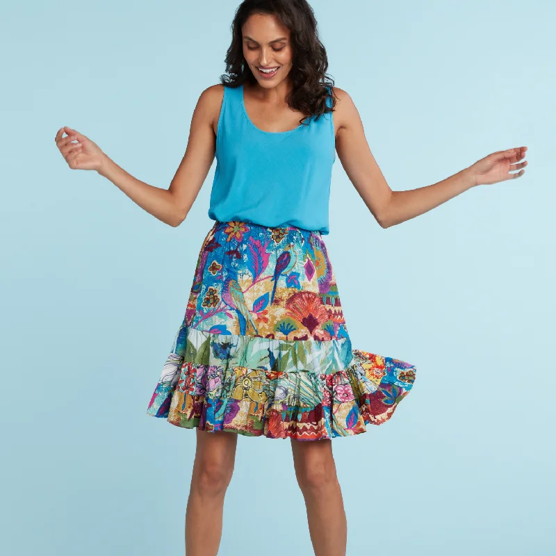 Hattie Skirt - Blue Birds low waist skirt