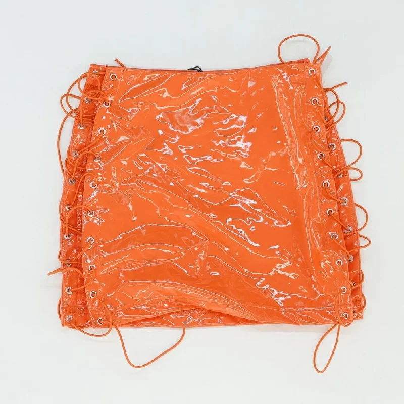 Neon Orange Solid Mini Skirt linen skirt natural