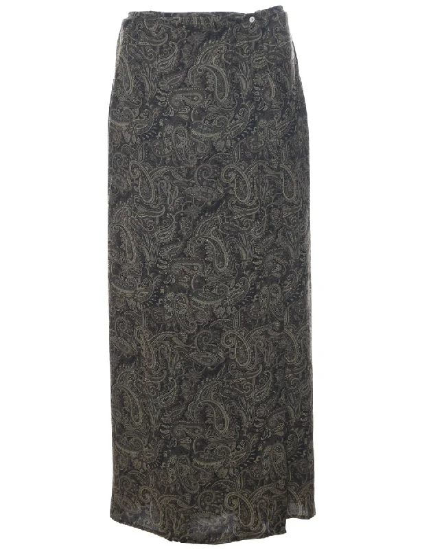 Paisley Print Maxi Skirt - M cashmere skirt rich