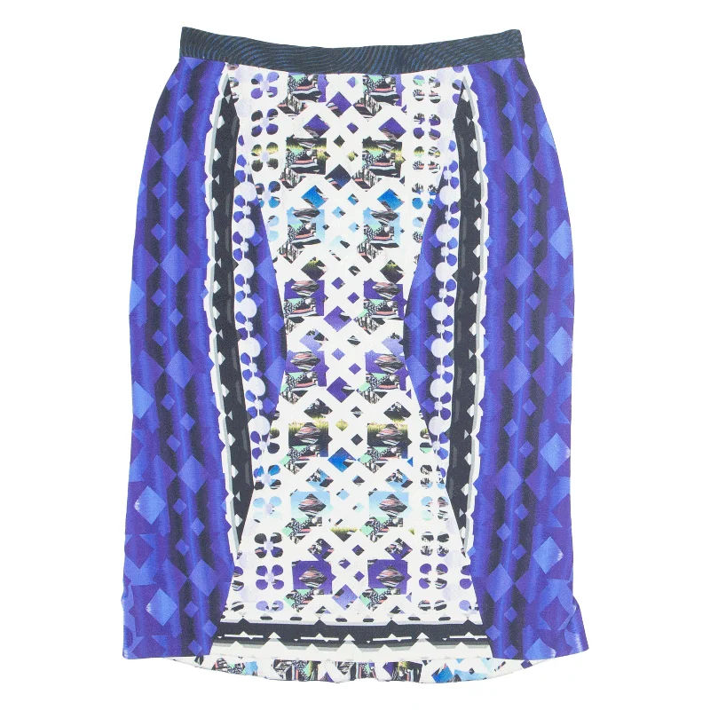 PETER PILOTTO Midi Pencil Skirt Blue Crazy Pattern Womens UK 14 cashmere skirt fine